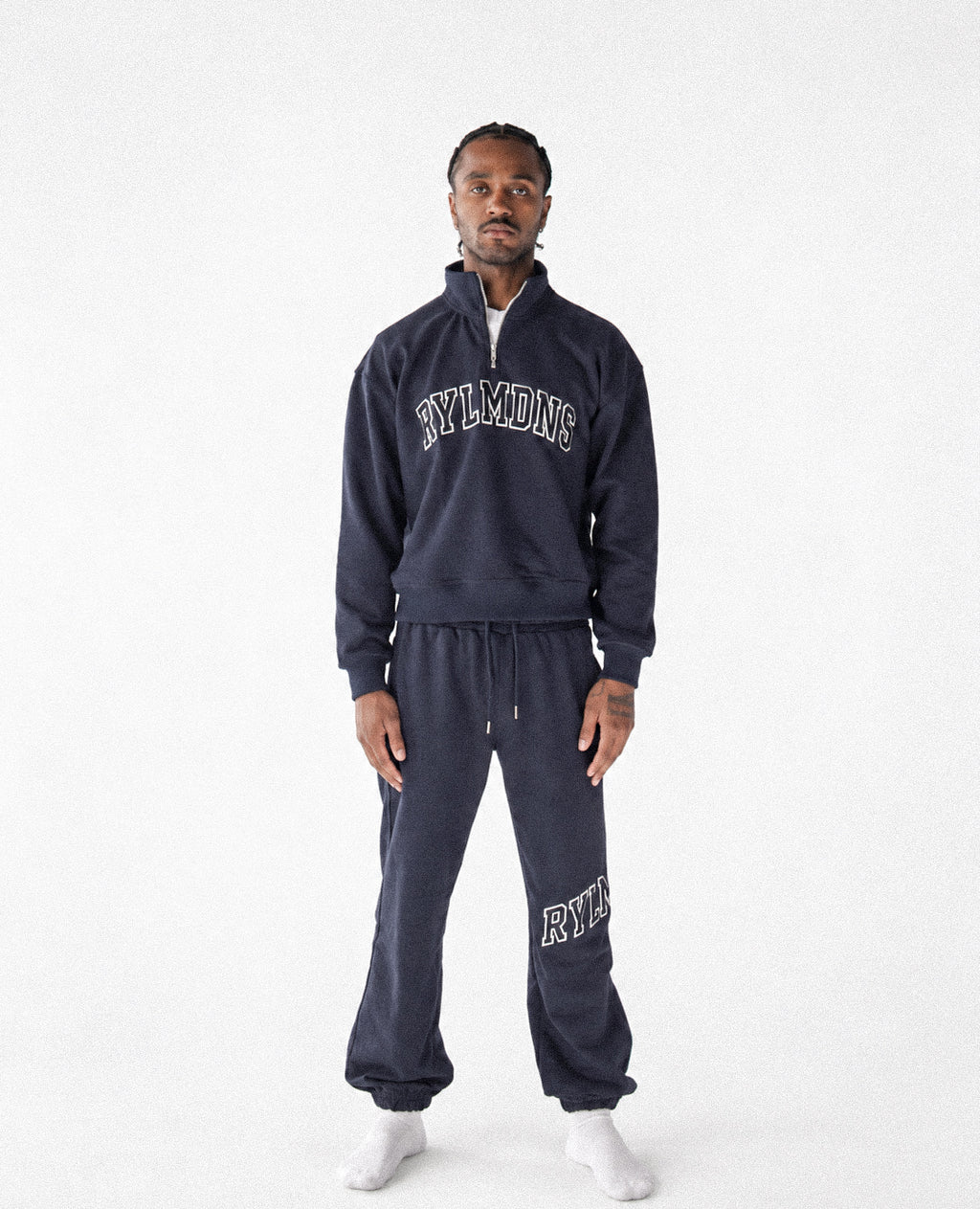 NAVY BLUE QUARTER ZIP + SWEATS
