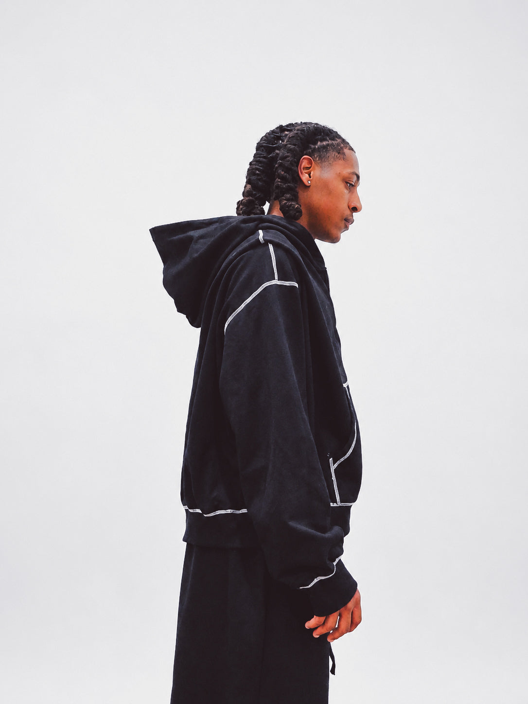 BLACK COZY ZIP HOODIE + SHORTS