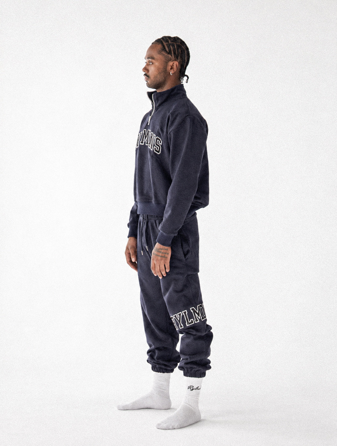 NAVY BLUE QUARTER ZIP + SWEATS