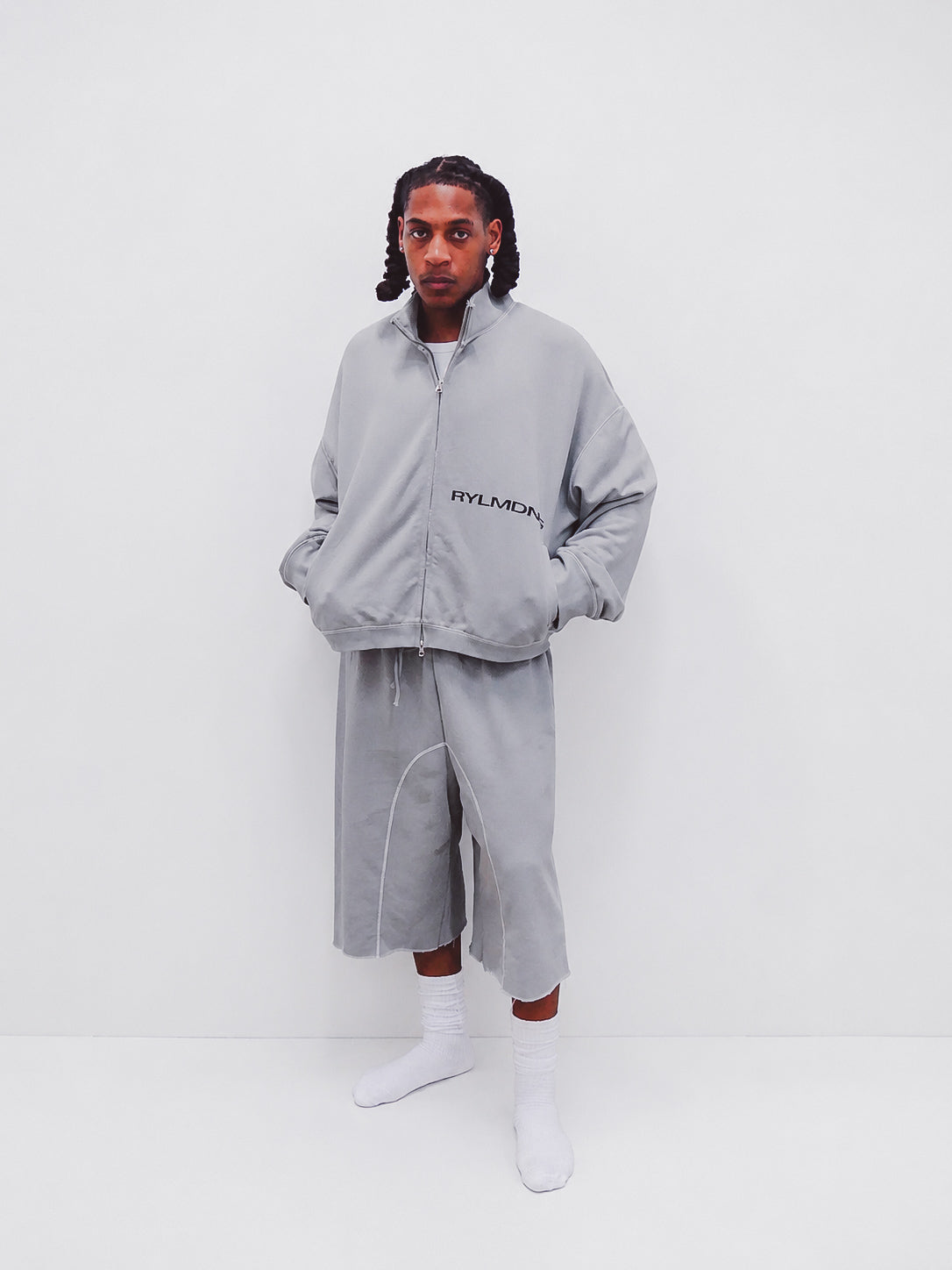 GREY ZIP JACKET + SHORTS