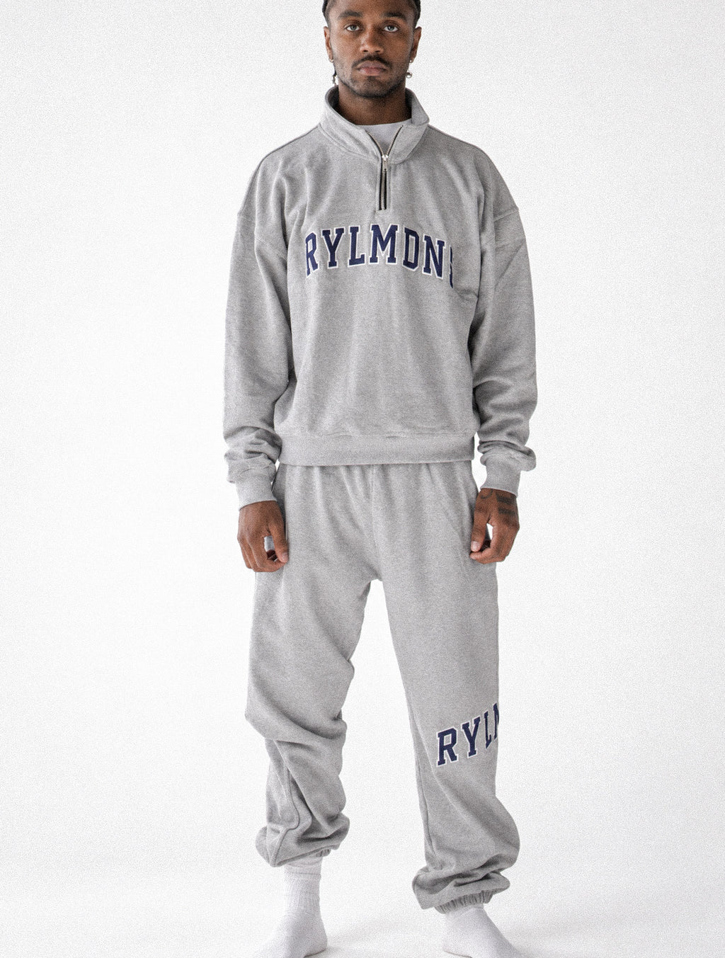 GREY QUARTER ZIP + SWEATS