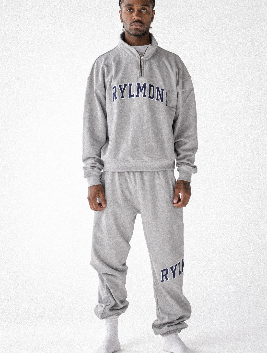 GREY QUARTER ZIP + SWEATS