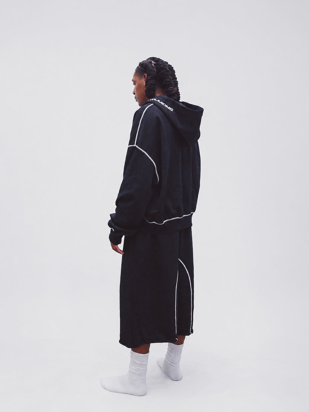BLACK COZY ZIP HOODIE + SHORTS