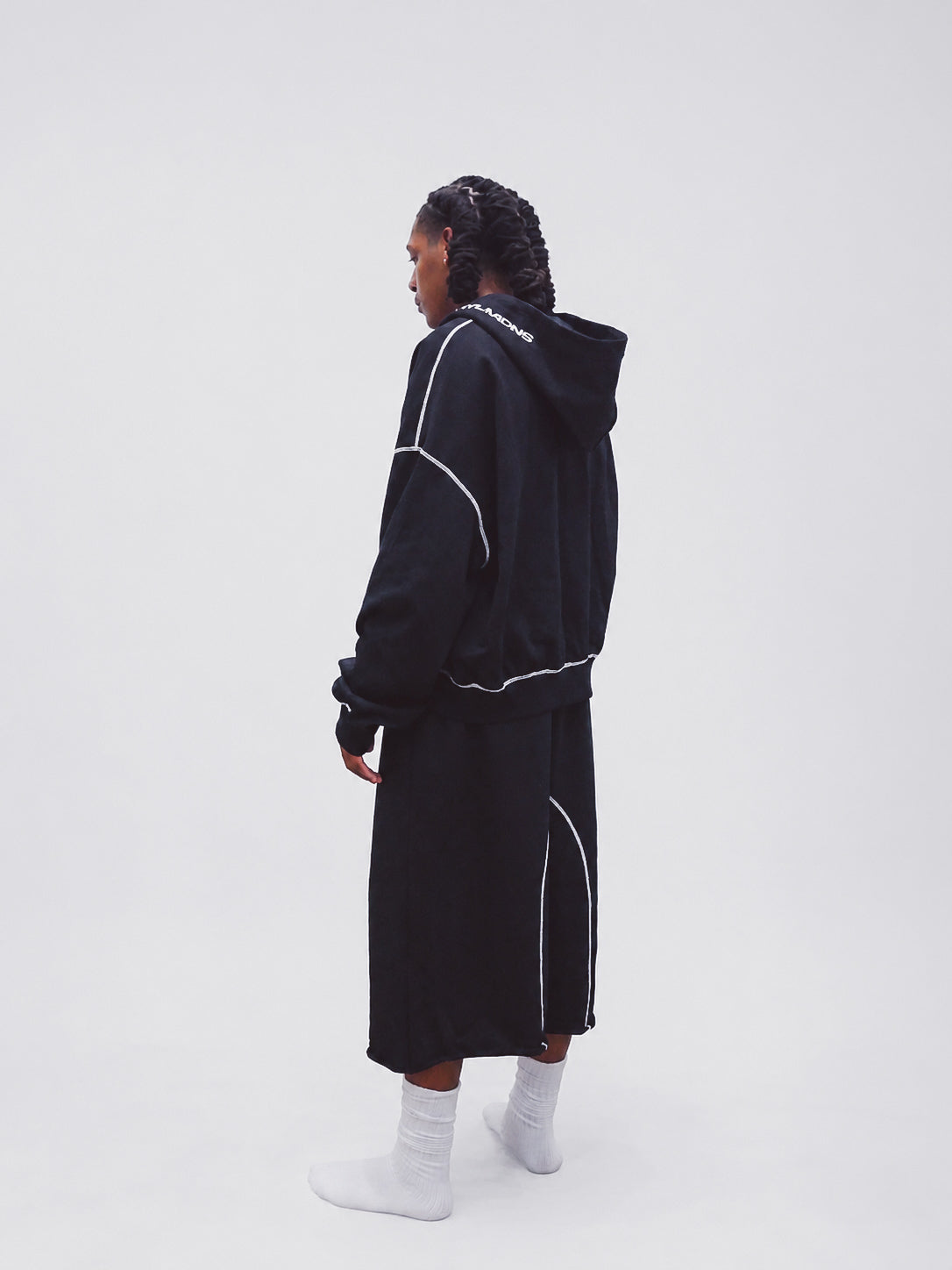 BLACK COZY ZIP HOODIE + SHORTS